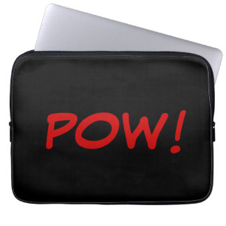 Black White Red Pow! Comic Graphic Retro Vintage Laptop Sleeve