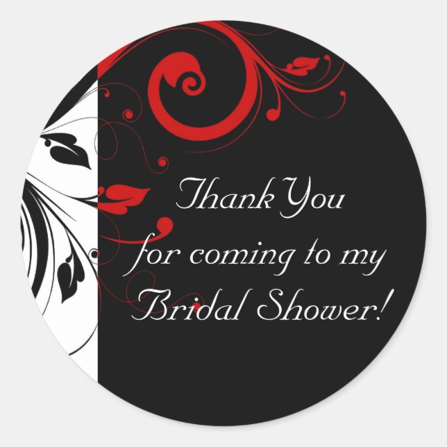 Black, White, Red Reverse Swirl Custom Sticker (Front)