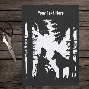 Black White Red Riding Hood Woods Flowers Wolf Tissue Paper