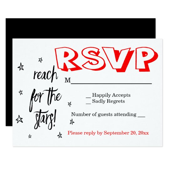 Black White & Red RSVP Wedding Motivational Dreams Card