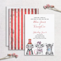 Black White Red Script Circus 1st Birthday Party