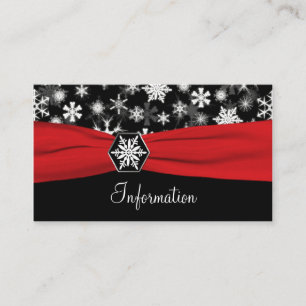 Black, White, Red Snowflakes Information card