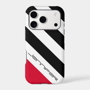Black/White/Red Stripe Personalized Name