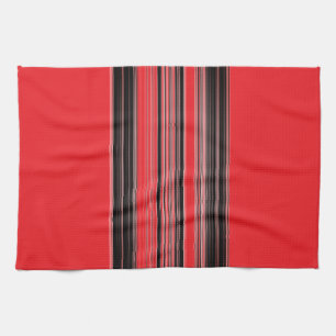 Black White Red Striped Pattern Kitchen Towel