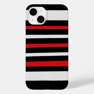 Black White Red Stripes Cool Simple Patterns Case-Mate iPhone 14 Case