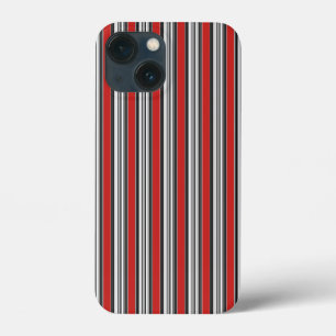 Black White Red Stripes Cool Simple Patterns iPhone 13 Mini Case