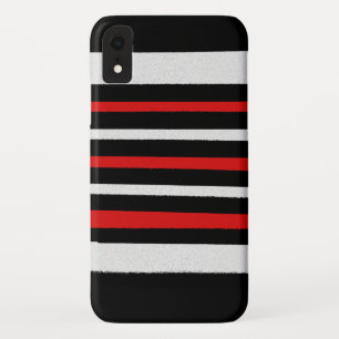 Black White Red Stripes Cool Simple Patterns iPhone XR Case