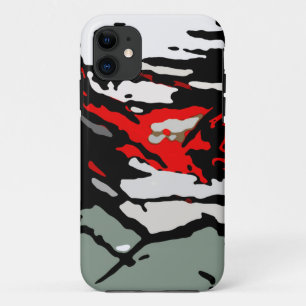 Black White Red Turquoise Pattern iPhone 11 Case