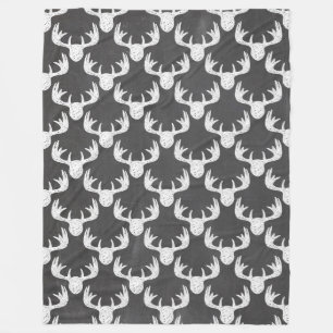 Black/White Reindeer Fleece Blanket