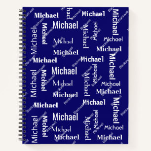 Black & White Repeating First & Last Name Class of Notebook