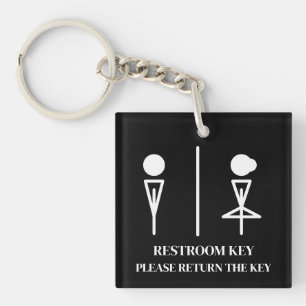 Black & White Restaurant Cafe Office Shop Restroom Keychain