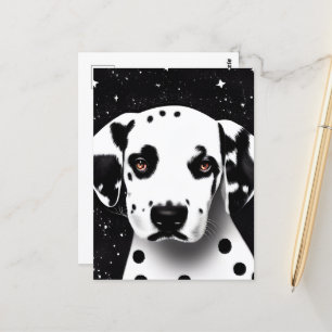 Black & White Retro Dalmatian Puppy Postcard