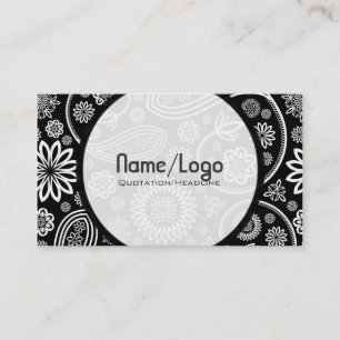 Black & White Retro Flower Paisley-Template Business Card