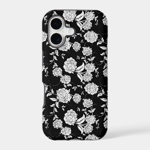 Black & White Retro Flowers Pattern