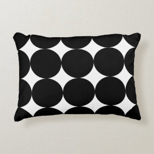 Black White Retro Geometric Circle Pattern Accent Pillow
