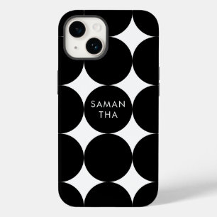 Black White Retro Geometric Circle Pattern Case-Mate iPhone 14 Case