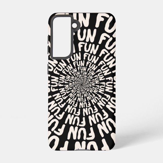 Black white retro groovy fun concentric circle samsung galaxy s21 case (Back)