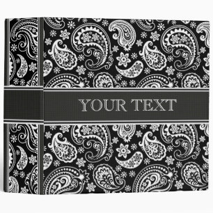 Black & White Retro Paisley Pattern 2 Design Binder