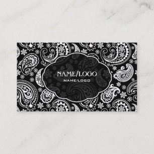 Black & White Retro Paisley Pattern 3 Design Business Card