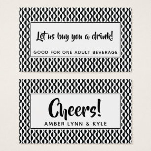 Black & White Retro Pattern Drink Tickets