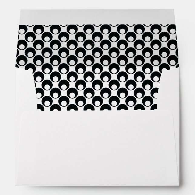 Black & White Retro Pattern-Lined Open Circles Envelopes (Back (Bottom))