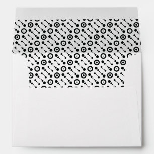 Black & White Retro Pattern-Lined Rings & Circles Envelopes