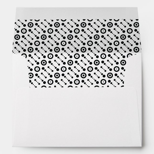 Black & White Retro Pattern-Lined Rings & Circles Envelopes (Back (Bottom))