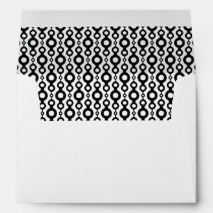 Black & White Retro Pattern-Lined Strings of Rings Envelope