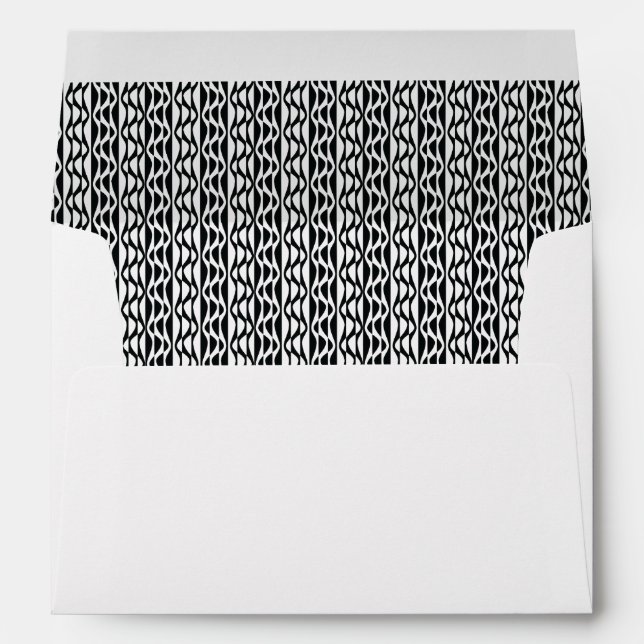 Black & White Retro Pattern-Lined, Vertical Waves Envelopes (Back (Bottom))