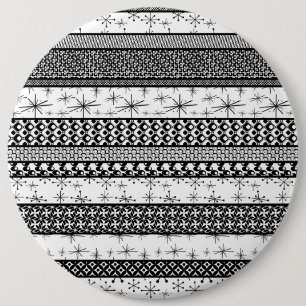 Black & White Retro Pattern Stripes 1 6 Inch Round Button