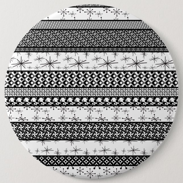 Black & White Retro Pattern Stripes 1 6 Inch Round Button (Front)