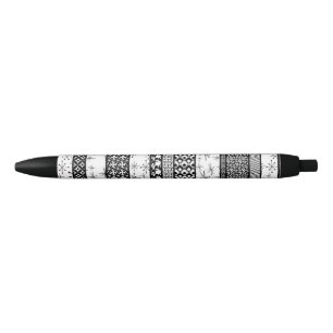 Black & White Retro Pattern Stripes 1 Ink Pen