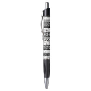 Black & White Retro Pattern Stripes 1 Pen