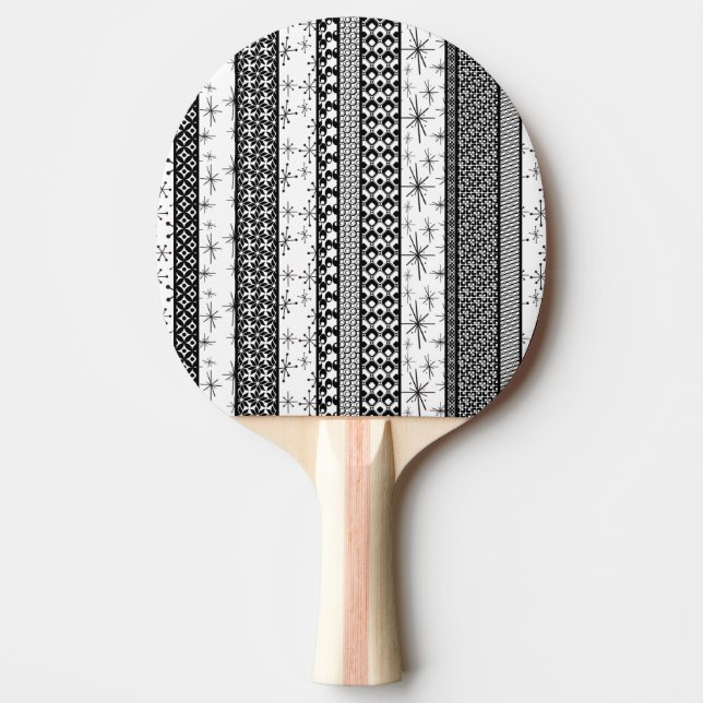 Black & White Retro Pattern Stripes 1 Ping Pong Paddle (Front)