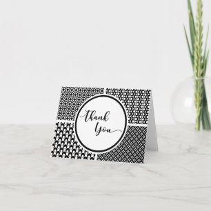 Black & White Retro Pattern Thank You Card