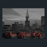 Black & White Retro Pop Art New York City Poster<br><div class="desc">New York City Midtown Old Style Image - Vintage New York Artworks</div>