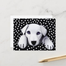 Black & White Retro Puppy & Polkadots