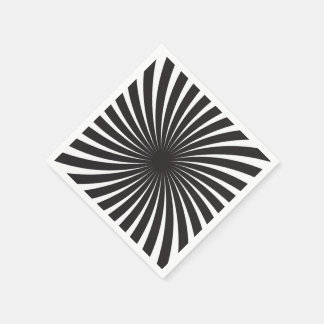 Black & White Retro Spiral Sunburst Napkin