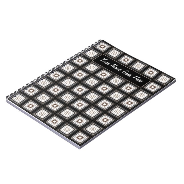 Black & White Retro Squares Notebook template (Left Side)