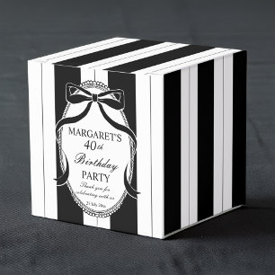 Black white retro stripes birthday favours custom favor box