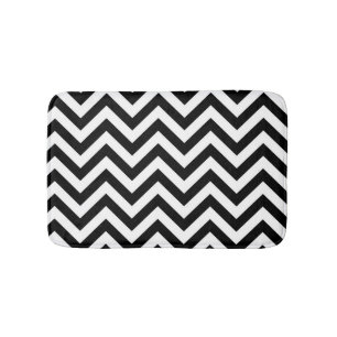 Black & White Retro Trendy Stripes Bath Mat