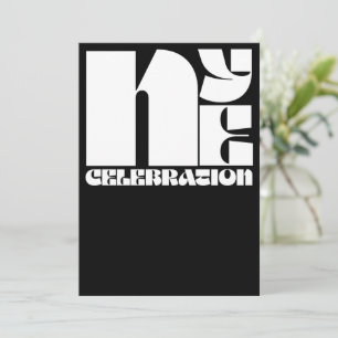 Black White Retro Typography New Year's Eve Party Invitation