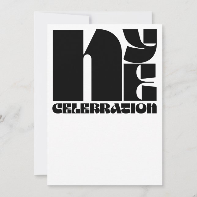 Black White Retro Typography New Year's Eve Party Invitation (Front)