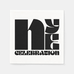 Black White Retro Typography New Year's Eve Party Napkin
