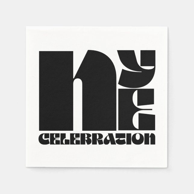 Black White Retro Typography New Year's Eve Party Napkin (Front)