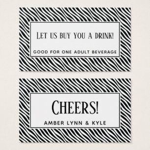 Black & White Retro Waves Pattern Drink Tickets