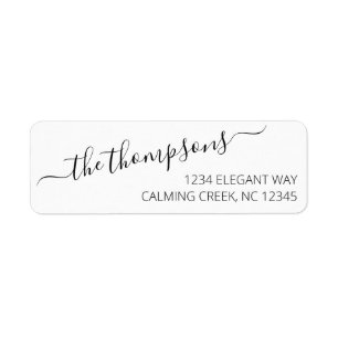 Black White Return Address Label Classic Script