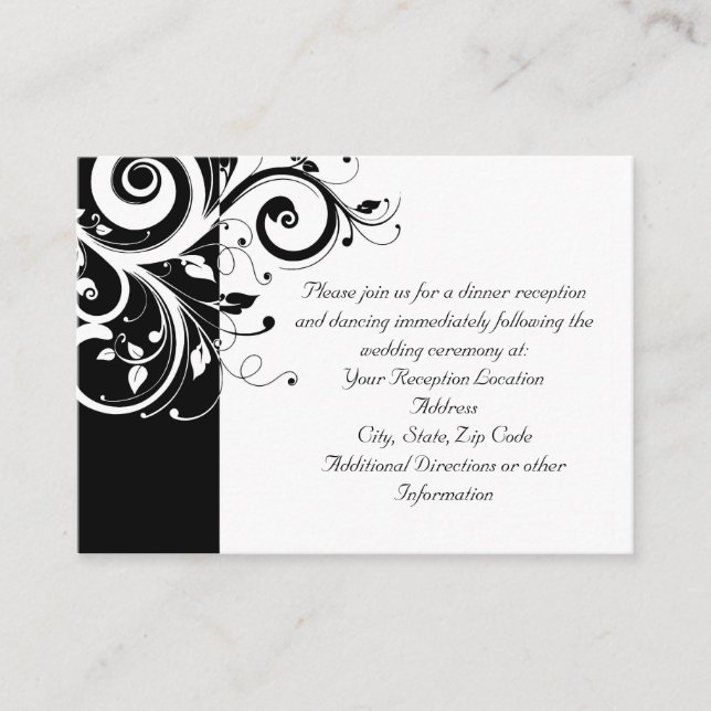 Black + White Reverse Swirl Reception and Map Card (Front)