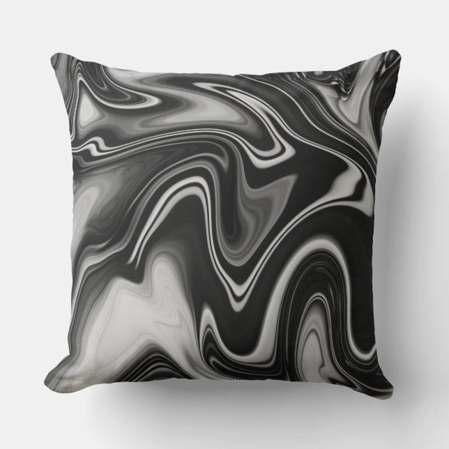 Black/White Reversible Marble Pillow (Front)