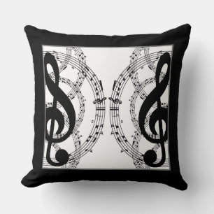 Black & White Reversible Mirror Image Music Throw Pillow